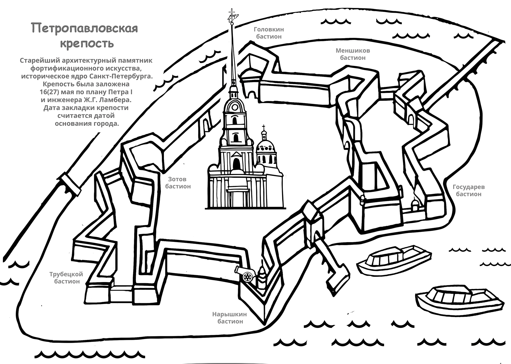 Петропавловская крепость рисунок карандашом детский