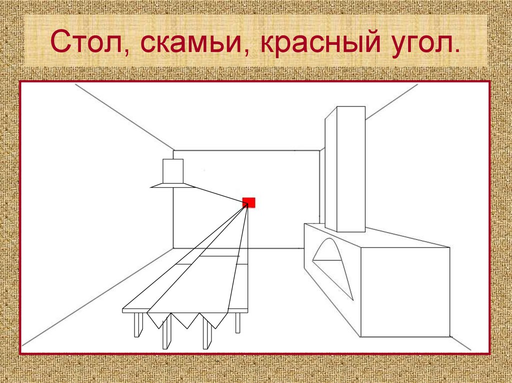 Красный угол рисунок. Перспектива интерьера избы. Нарисовать красный угол. Интерьер русской избы перспектива рисунок. Построение интерьера в перспективе убранство русской избы.