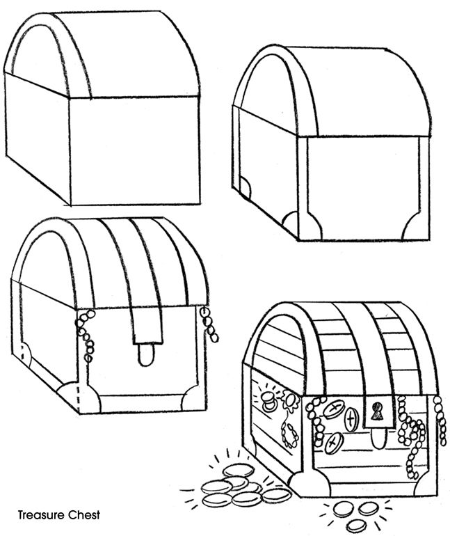 Как нарисовать сундук. Сундук раскраска. Сундук раскраска для детей. Сундучки для рисования детей. Поэтапное рисование сундука.