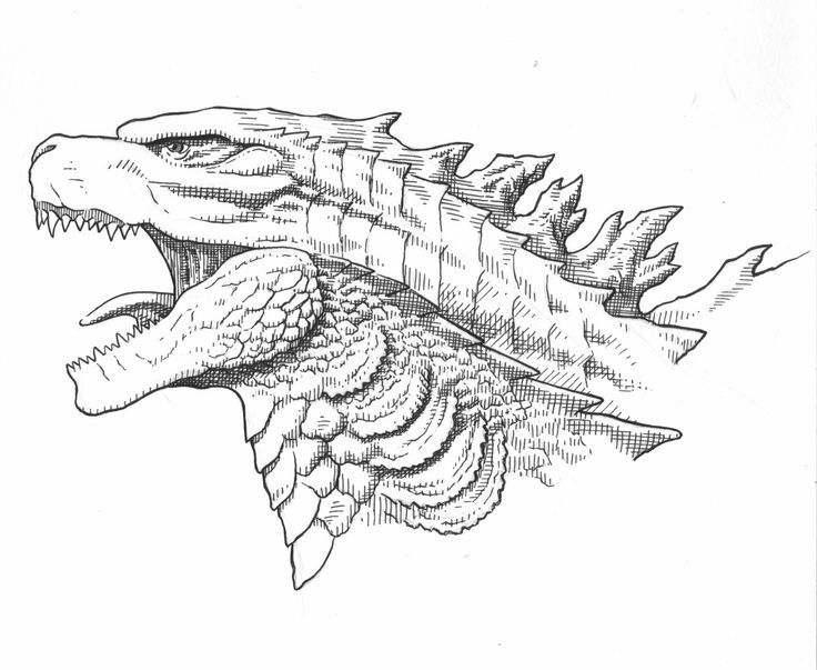 Годзиллу нарисовать карандашом
