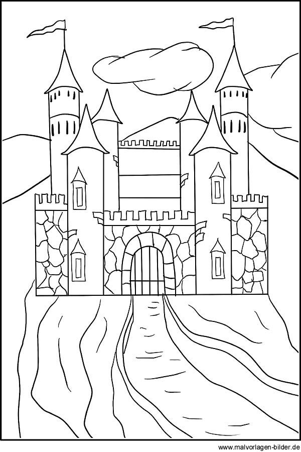 Старый замок по музыке 4 класс. Замок рисунок. Раскраска замок. Замок раскраска для детей. Средневековый замок раскраска.