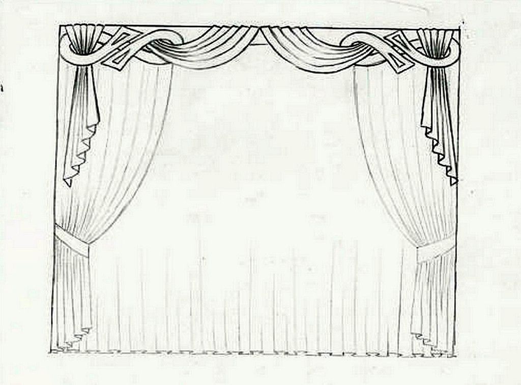 Сцена рисунок. Эскиз занавеса. Эскизы штор карандашом. Эскизы штор с ламбрекенами. Шторы для вырезания.