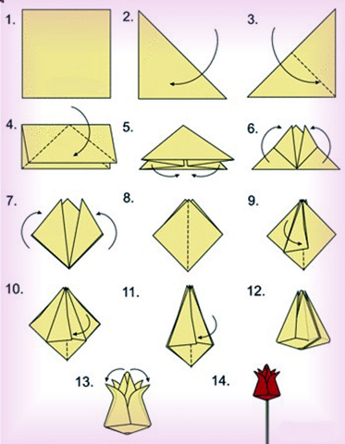 Тюльпан оригами схема пошаговая