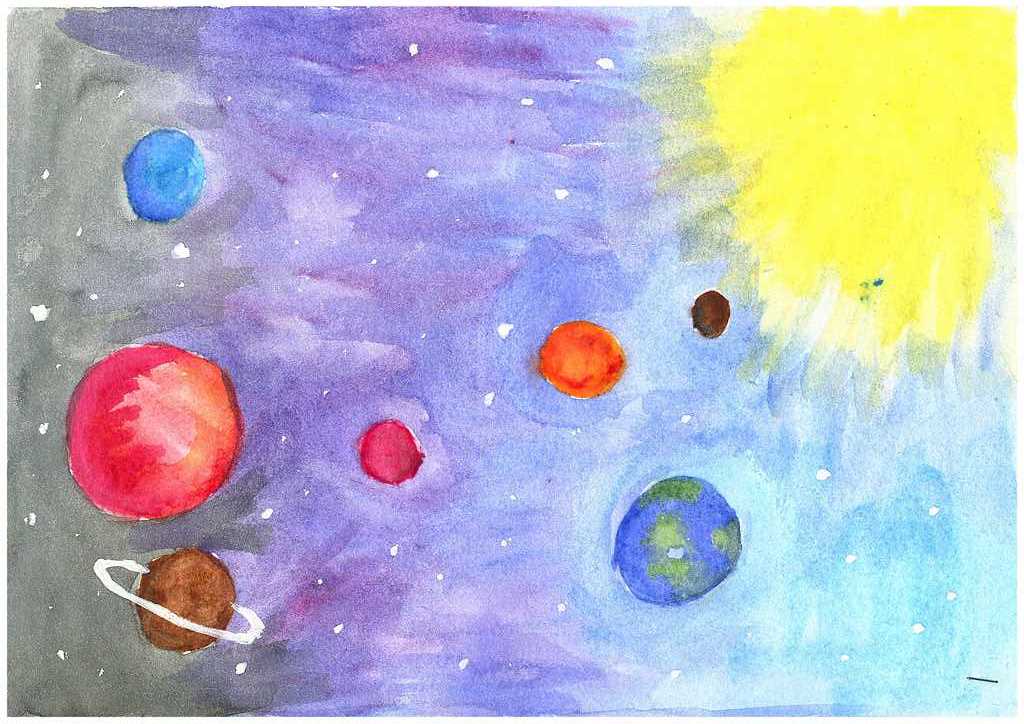 Рисунок на тему космос красками. Космос рисунок. Рисование космос. Рисование для детей космос. Космический пейзаж для детей.