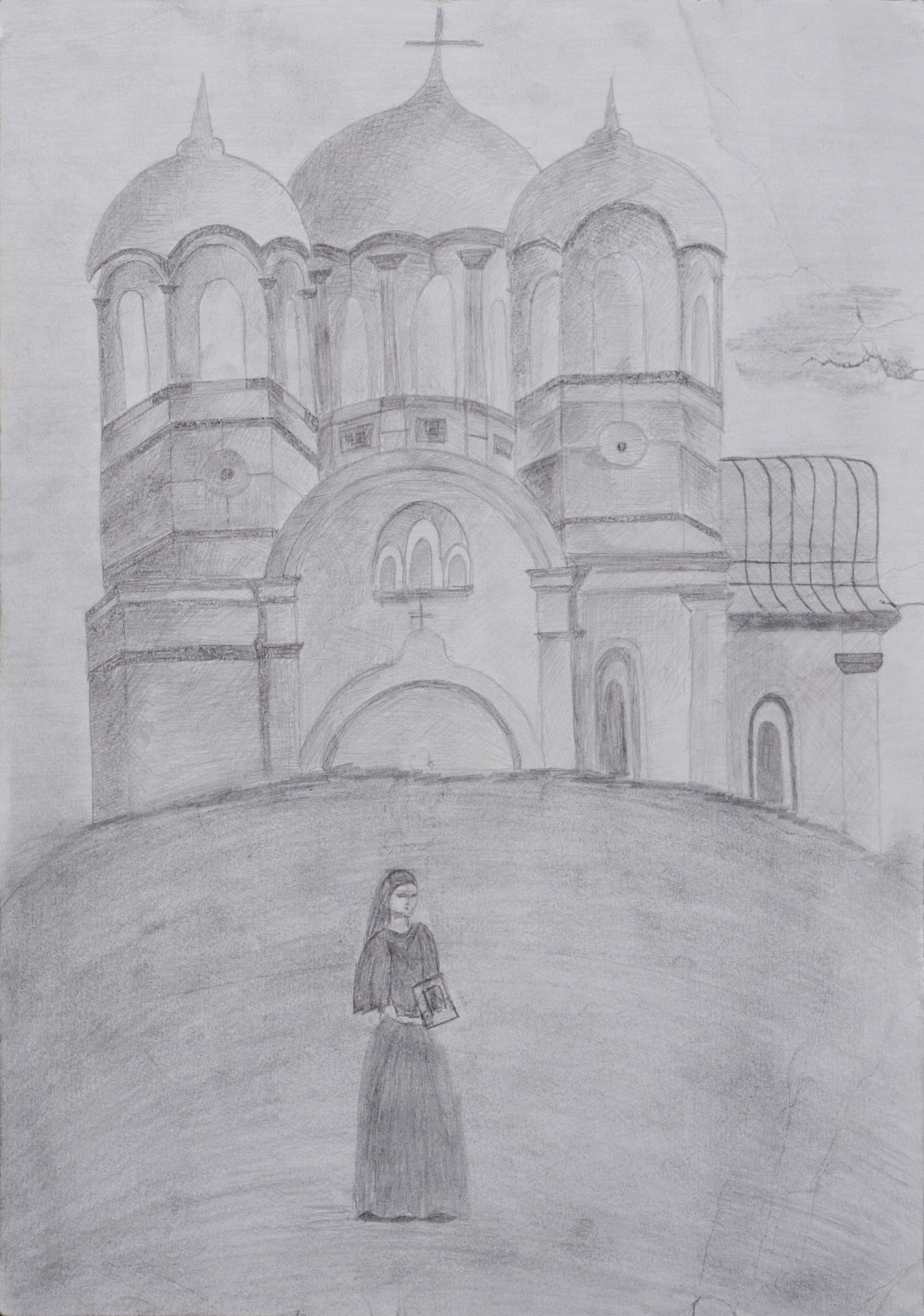 Православный храм рисунок карандашом