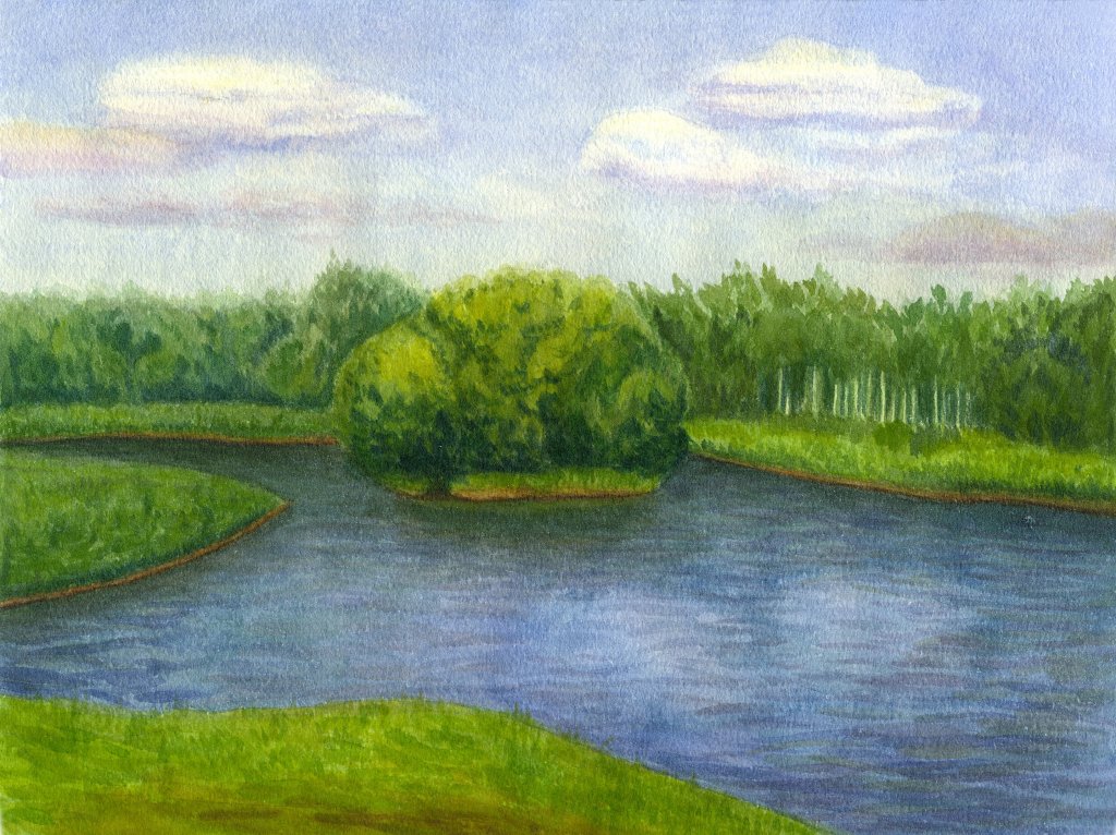 Рисунок реки озера или моря. Пейзаж карандашом. Пейзаж цветными карандашами. Летний пейзаж карандашом. Нарисовать реку.