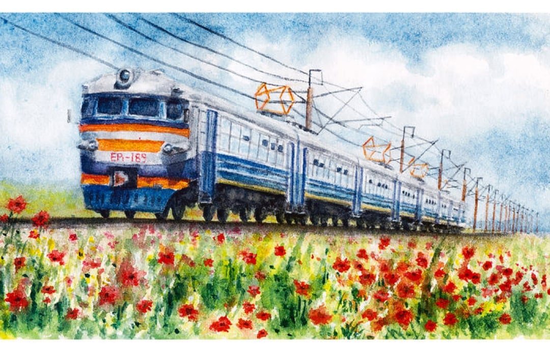 Движение поезда 11. Поезд рисунок. Рисование красивый поезд. Поезд нарисованный акварелью. Рисование с детьми поезд.