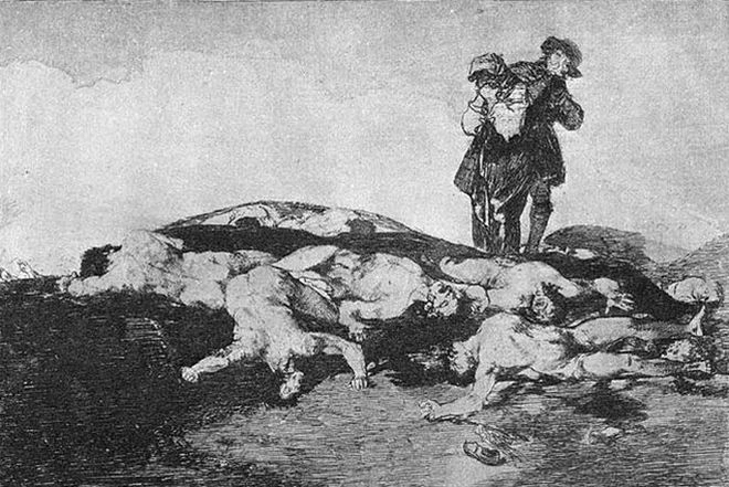 Гравюра «Хоронить и молчать» из серии Франсиско Гойи «Бедствия войны» Гравюра «Хоронить и молчать» из серии Франсиско Гойи «Бедствия войны»
