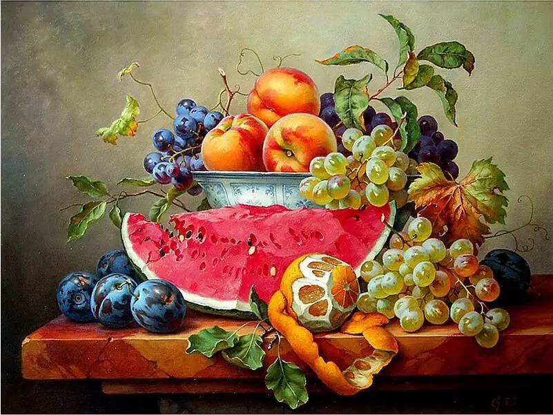 DIY Diamond Painting Full round Mosaic Sticker Decor Painting Cross Stitch Fruit Still Life Picture Diamond