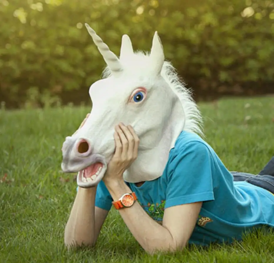 Wholesale Unicorn Horse Head Mask Halloween Costume Creepy Party Theater Cosplay Environment friendly Latex Mask Full