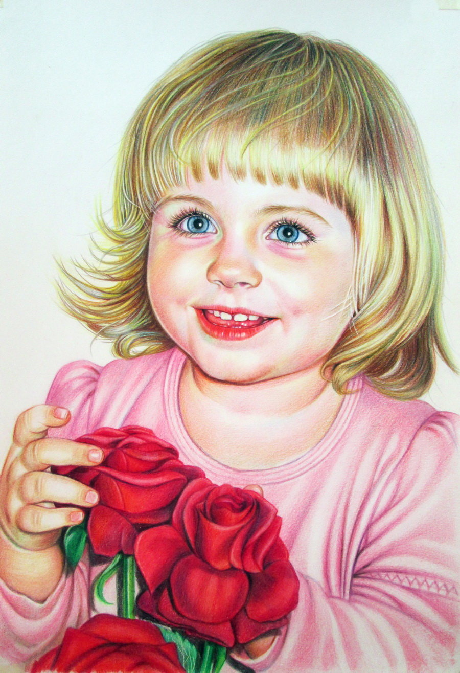 Нарисуй красивого ребенка. Портрет цветными карандашами. Детский портрет цветными карандашами. Реалистичные иллюстрации детей. Цветные карандаши для детей.