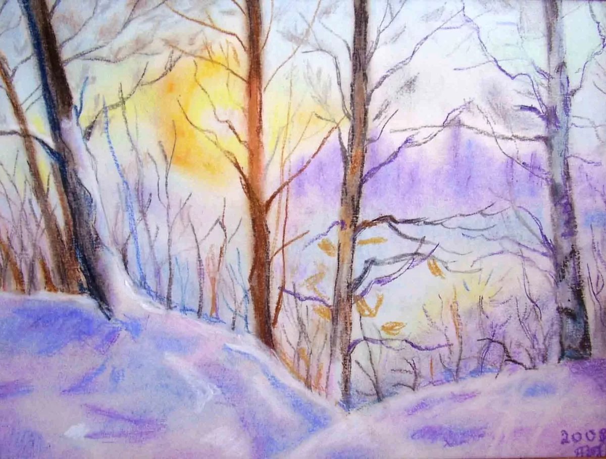 Зимний пейзаж пастелью для начинающих