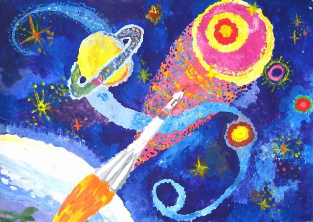 Risunok Kosmosa Dlya Detej Risunok Na Den Kosmonavtiki Kak Narisovat Kosmos I Raketu V Shkolu I Sadik Karandashom
