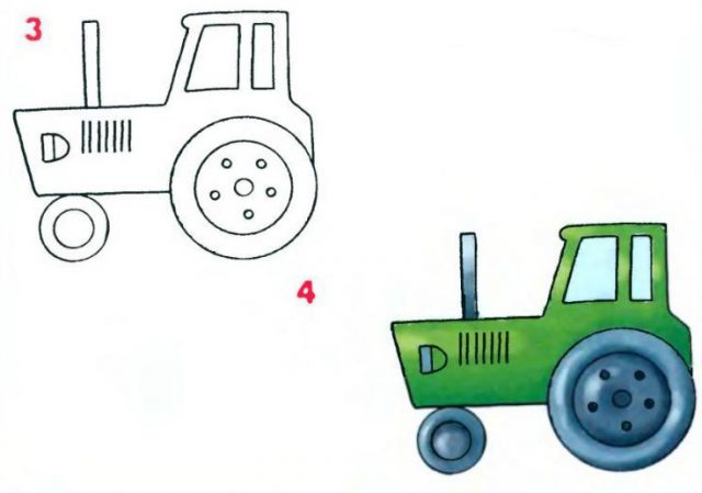 Рисунок трактора для детей простые