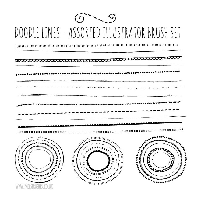 Natural Sketch Doodle Lines Brush Set