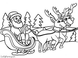 santas-sleigh-reindeer-free-coloring-page