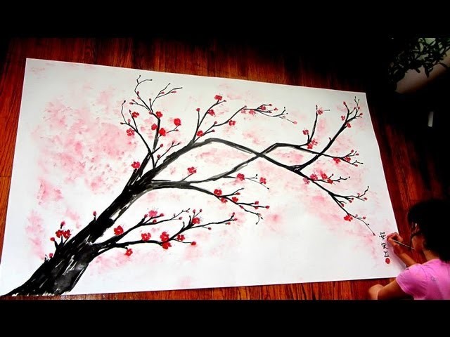 Как нарисовать сакуру на стене своими руками пошагово фото для начинающих поэтапно