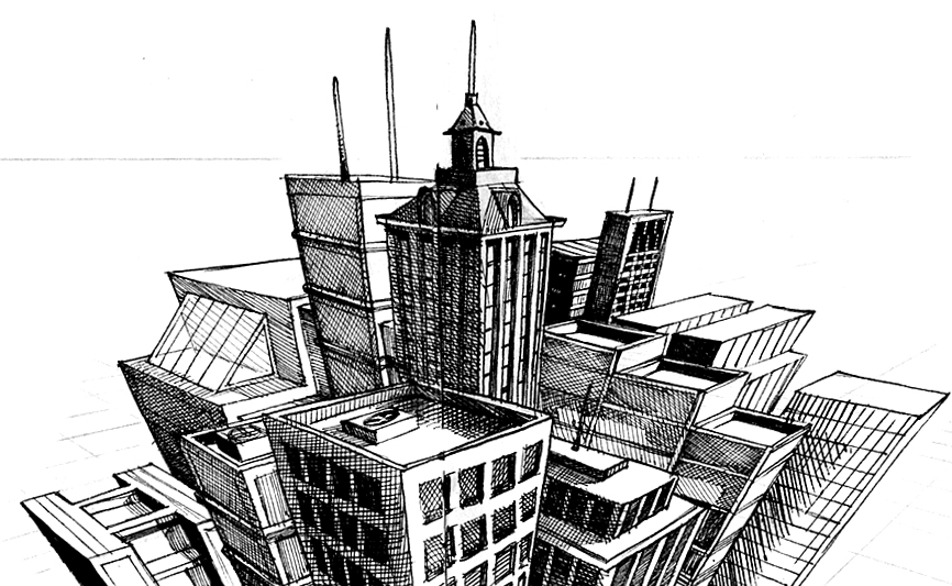 Drawing of a 3-point City Skyline