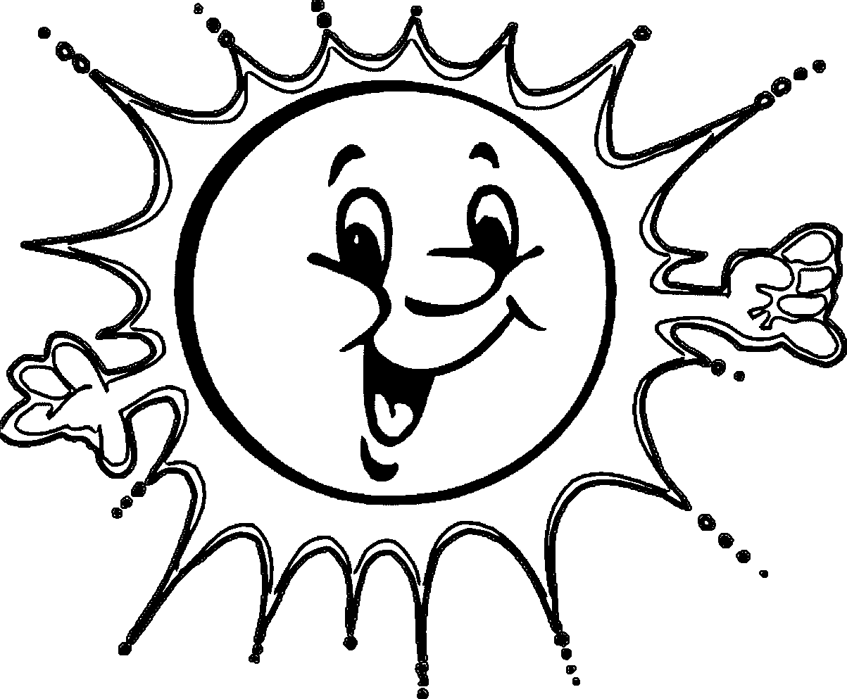 Раскраска солнышко с улыбкой и лучиками   распечатать (2)