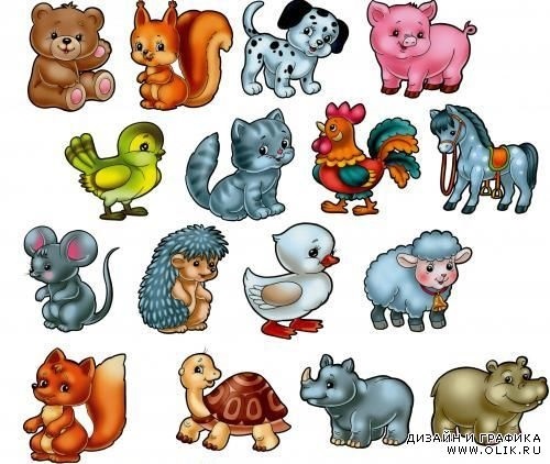 нарисованные цветные картинки животных для детей 013