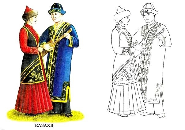 татарский национальный костюм раскраска 013