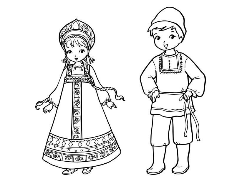татарский национальный костюм раскраска 016