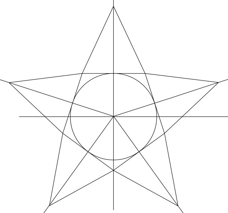 Как нарисовать звезду. Шаг 4. Рисуем лучи звезды