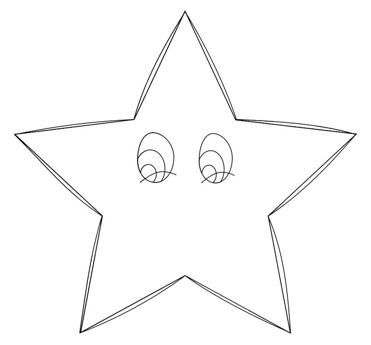 Как нарисовать звезду. Шаг 6. Рисуем скругленный контур и глаза