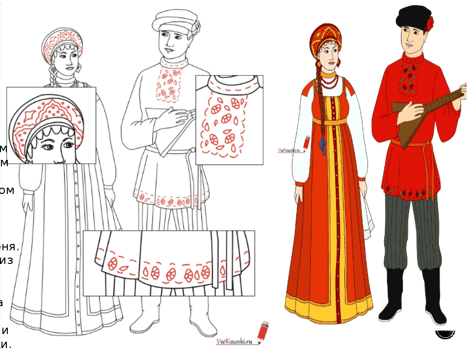 Нарисовать русский народный костюм мужской