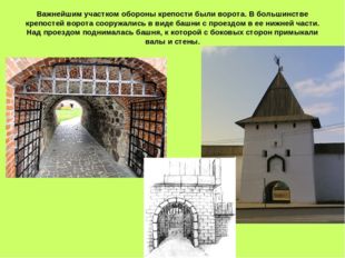 Важнейшим участком обороны крепости были ворота. В большинстве крепостей воро