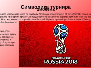 Символика турнира Эмблема Официальное лого чемпионата мира по футболу 2018 го