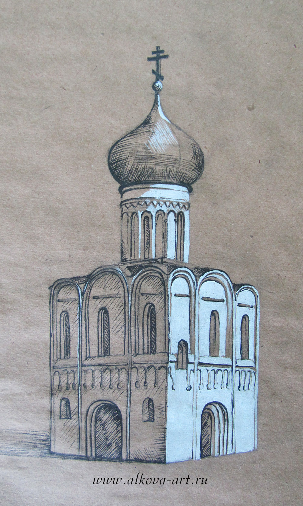нарисованный храм карандашом