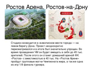Ростов Арена, Ростов-на-Дону Стадион возводится в живописном месте города — н