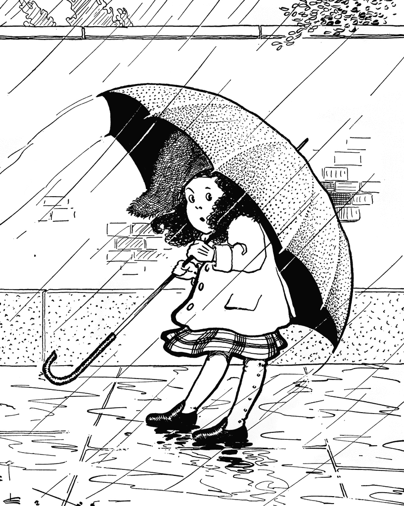 Раскраска человек под дождем