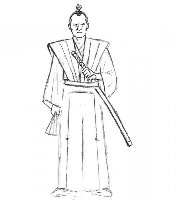 как нарисовать самурая карандашом поэтапно