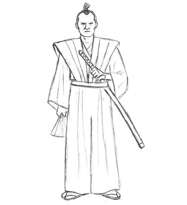 как нарисовать самурая карандашом поэтапно