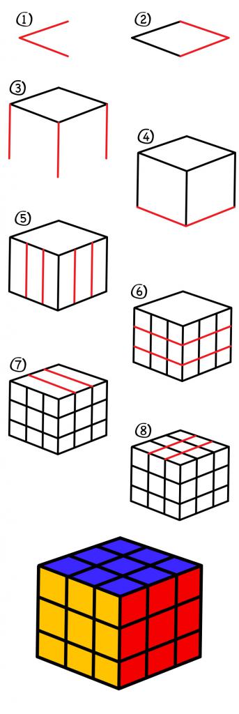 Рисование кубика Рубика