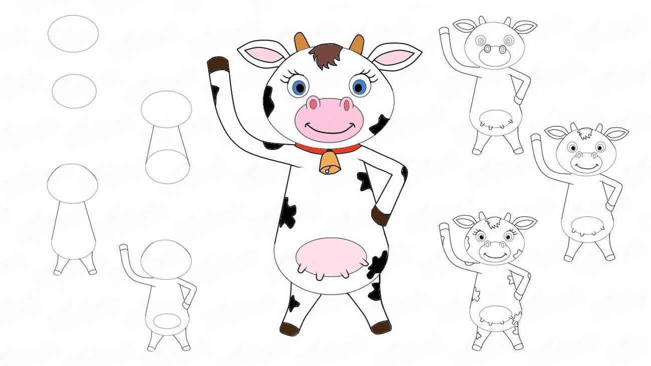 Как нарисовать корову на Новый год