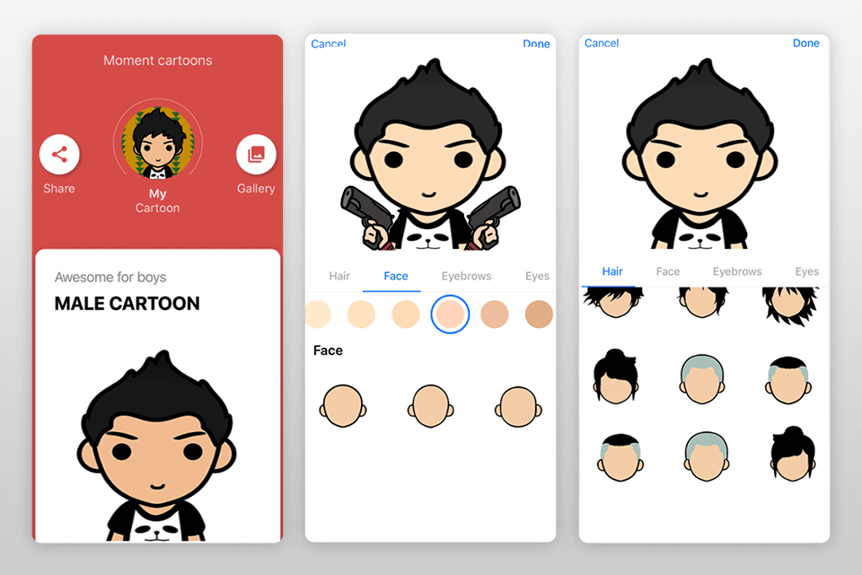 moment cartoon caricature cam cartoon pictures app interface