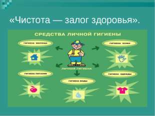 «Чистота — залог здоровья». «Чистота — залог здоровья».
