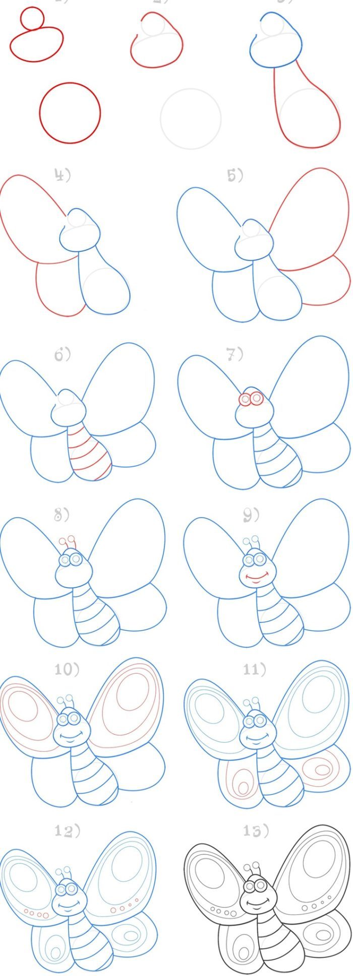 Пошаговое рисование бабочки