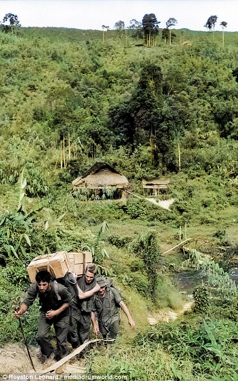 A group of soldiers trek through the rivers of Malaysia. Anti-war protesters in Britain were dealt with harshly during the strikes, with many being arrested and deported. This resulted in demonstrators becoming more and more militant