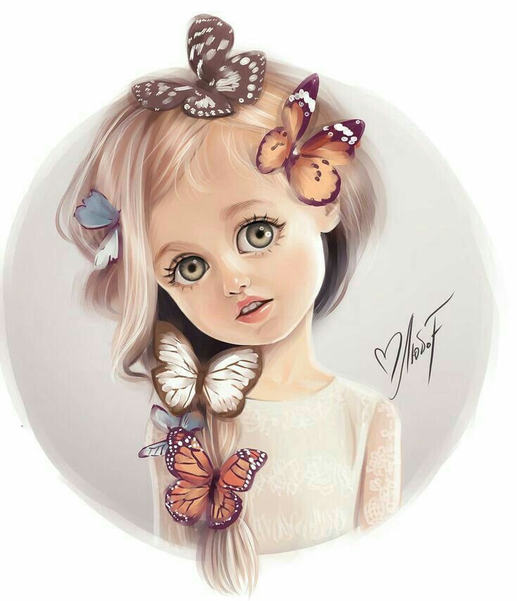 Картинка нарисованной девочки с большими глазами