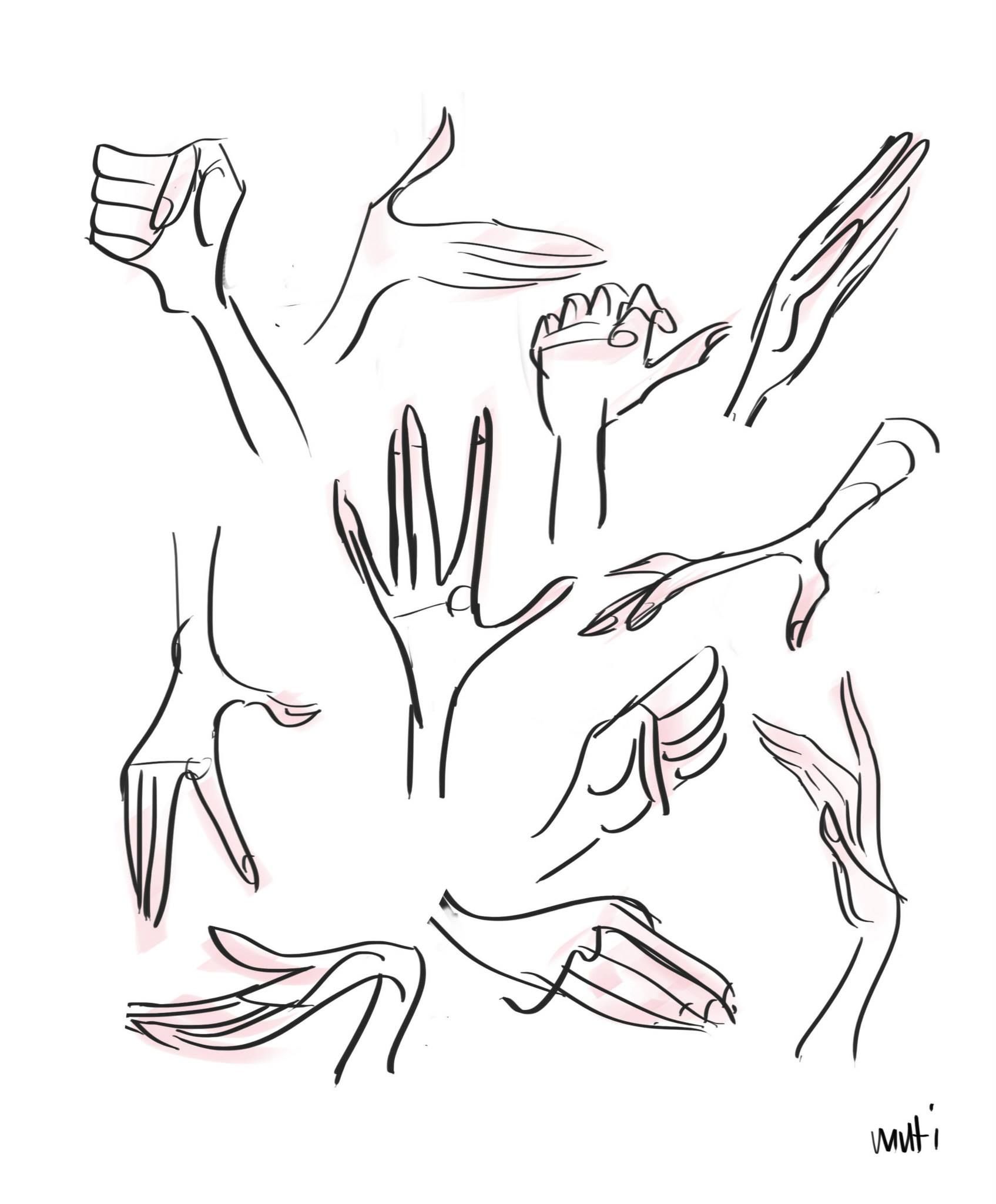 Разные стили рисования рук