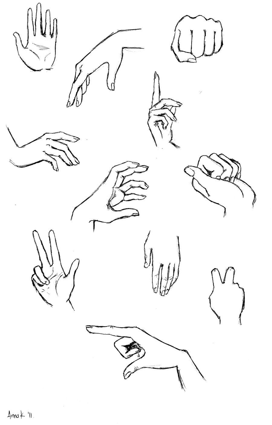 Рисование кисти руки в разных положениях