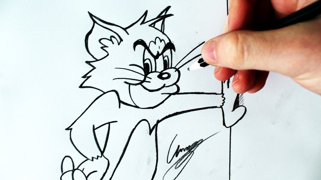 Как рисовать том. Том и Джерри карандашом. Том и Джерри рисунок. Том и Джерри рисунок для срисовки. Том рисунок легкий.