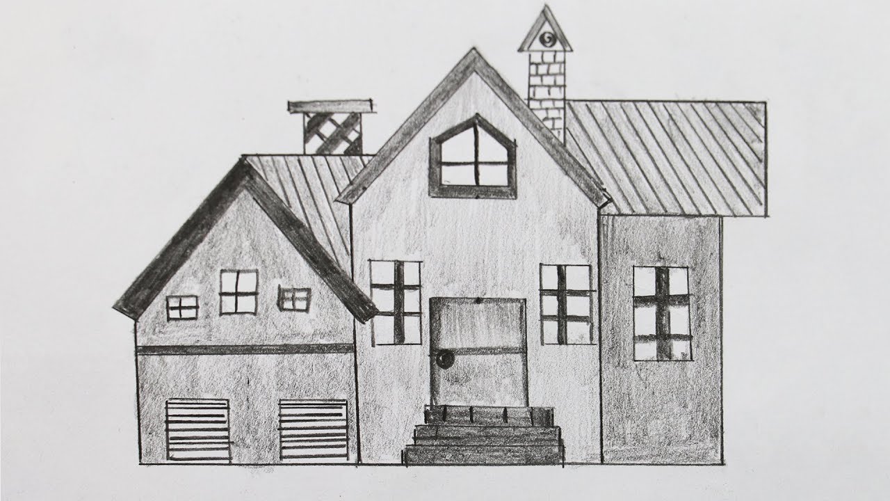 Дом в разрезе рисунок карандашом