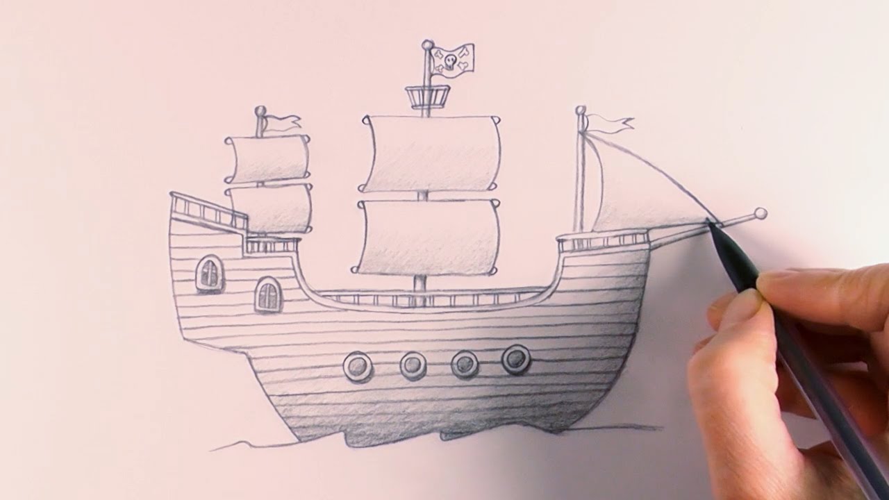 Как нарисовать парусный корабль урок рисования для детей от 4 лет рыбакит