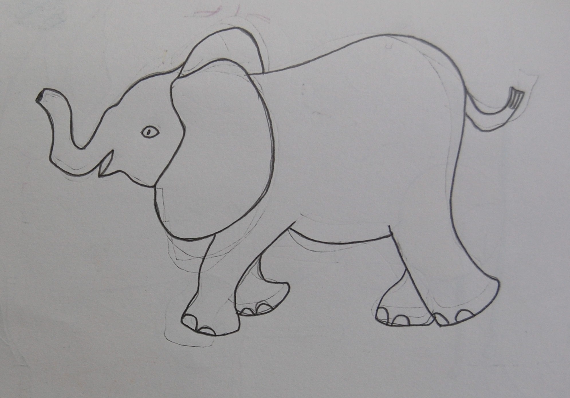 Слон карандашом просто