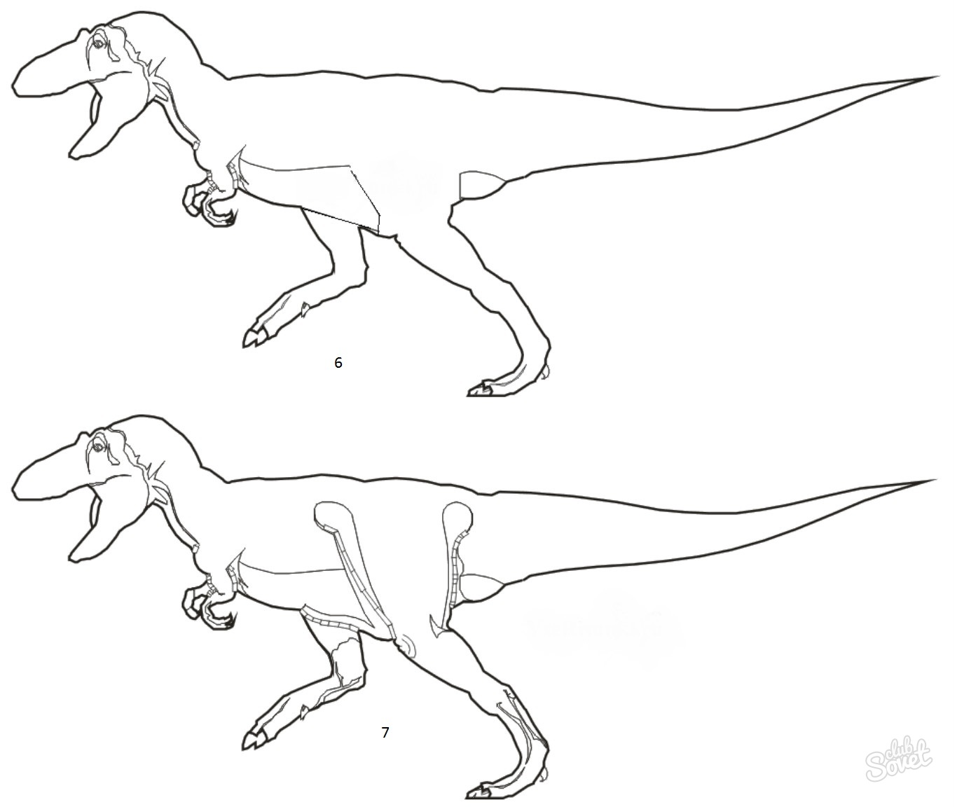 Рисунки динозавров карандашом для начинающих